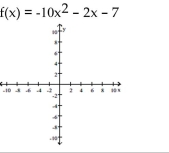 Find the range of the quadratic function in interval notation. A) vertex \left( - \frac { 1 } { 10 } , \frac { 69 } { 10 } \right) intercept ( 0,7 ) B) vertex \left( - \frac { 1 } { 10 } , - \frac { 69 } { 10 } \right) intercept ( 0 , - 7 ) C) vertex \left( \frac { 1 } { 10 } , - \frac { 69 } { 10 } \right) intercept ( 0 , - 7 ) D) vertex \left( \frac { 1 } { 10 } , \frac { 69 } { 10 } \right) intercept ( 0,7 )