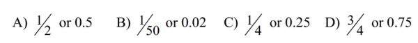 Based on a recent poll, there is a 50-50 chance that a randomly selected adult has pierced ears. Express the indicated degree of likelihood as a probability value between 0 and 1.