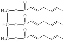 <strong>Choose the saturated triglyceride from the compounds below.</strong> A) B) C) D) E)