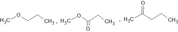 <strong>Which of the following sets of compounds contain one ether, one alcohol, and one ketone (not necessarily in this order)?</strong> A)   B)   C)   D)   E)   <div style=padding-top: 35px> 