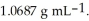 At 20 °C, a 2.72 mol L<sup>-1</sup> aqueous solution of ammonium chloride has a density of What is the molality of ammonium chloride in the solution? The formula weight of Cl is