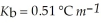 An aqueous solution has a normal boiling point of 10 3.0 °C. What is the freezing point of this solution? For water and
