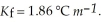 An aqueous solution has a normal boiling point of 10 3.0 °C. What is the freezing point of this solution? For water and