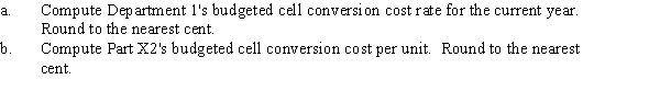 Axelgold Company produces parts for the auto industry. Part X2 is machined in Department 1, which has the following budgeted conversion costs: All costs are driven by machine hours. Total planned hours for the year are 2,800. It takes 0.03 hour to machine one unit of Part X2.