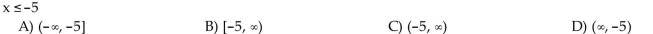 Use interval notation to describe the interval of real numbers.