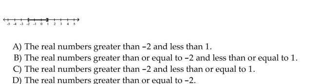 Use words to describe the interval of real numbers.