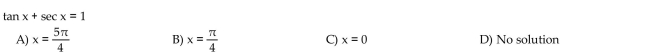 Find all solutions in the interval [0, 2