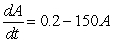 <strong>Water is being pumped into a pool at a rate of 150 gallons per day, and is evaporating at a rate of 0.2% per day. Which is the differential equation for the amount, A, of gallons of water in the pool as a function of time, t, in days?</strong> A)   B)   C)   D)   <div style=padding-top: 35px> 