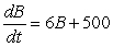 <strong>A bank account initially containing $4000 earns interest at a continuous rate of 6% per year. Deposits are made into the account at a constant rate of $500 per year. Which is the differential equation for the balance, B, in the account as a function of time, t, in years?</strong> A)   B)   C)   D)   <div style=padding-top: 35px> 