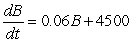 <strong>A bank account initially containing $4000 earns interest at a continuous rate of 6% per year. Deposits are made into the account at a constant rate of $500 per year. Which is the differential equation for the balance, B, in the account as a function of time, t, in years?</strong> A)   B)   C)   D)   <div style=padding-top: 35px> 