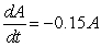 <strong>A radioactive isotope decays at a continuous rate of approximately 15% per day. If A is the amount of the isotope and t is time in days, what is the differential equation for this situation and its general solution?</strong> A)   ;   B)   ;   C)   ;   D)   ;   <div style=padding-top: 35px> 