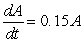 <strong>A radioactive isotope decays at a continuous rate of approximately 15% per day. If A is the amount of the isotope and t is time in days, what is the differential equation for this situation and its general solution?</strong> A)   ;   B)   ;   C)   ;   D)   ;   <div style=padding-top: 35px> 