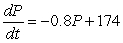 The equilibrium solution for   is P = _____. This solution is ________ (stable/unstable).<div style=padding-top: 35px> 
