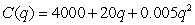 Given the cost function and the demand function , find the value of q (to the nearest whole number) for which average cost is a minimum.