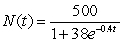 A biologist found that the number of Drosophila fruit flies, N(t), assumes the following growth pattern if the food source is limited: . A. How many fruit flies were there in the beginning (to the nearest fly)? B. At what time was the population increasing most rapidly (to the nearest day)? C. At what rate does the number of fruit flies increase after 5 days (to the nearest fly per day)?
