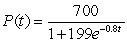 A flu epidemic spreads amongst a group of people according to the formula , where represents the number of people that are infected by the end of day t. A. How many people are infected by the end of the fifth day (to the nearest person)? B. At what rate do the people become infected on day 5 (to the nearest person per day)?