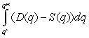<strong>The supply and demand curves for a product have equations and , respectively, with equilibrium at . Suppose an artificially high price of is imposed, with the resulting consumer demand of . Which of the following is a formula for the change in total gains from trade caused by the artificial price?</strong> A) B) C) D)