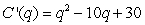 The marginal cost function for a manufacturing company is given by dollars per box, where q is the number of boxes manufactured. If , find the total cost of manufacturing 10 boxes. Round to the nearest dollar.