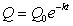 An exponentially decaying substance was weighed every hour and the results are given below. If the formula gives the weight of the substance, Q, at time t in hours since 9 am, then =_____ and k=_____. Round k to 2 decimal points.