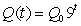A quantity growing exponentially according to the formula has a doubling time of .