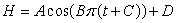 Temperature in Town A oscillates daily between F at 4am and F at 4pm. If is a formula for the temperature in Town A in terms of time, where time is measured in hours from 4 am, then A =_____, B =_____, C =_____, and D =_____.