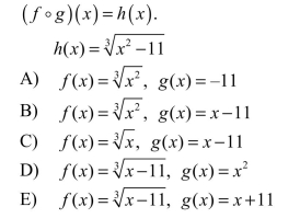 Given the following function, hx( ), find two functions f and g such that