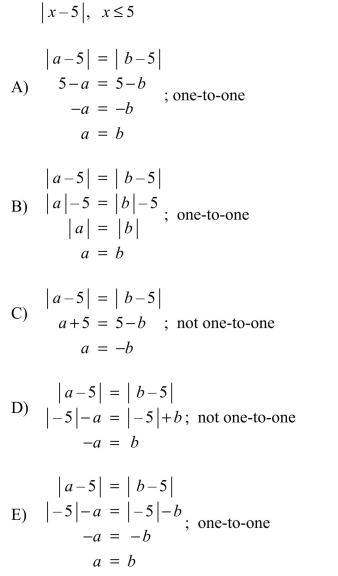 Determine algebraically whether the following function is one-to-one.