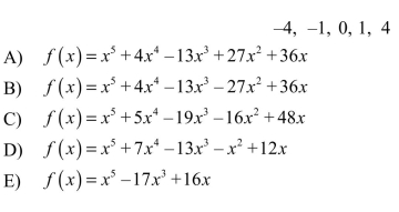 Find a fifth degree polynomial function of the lowest degree that has the zeros below and whose leading coefficient is one.