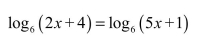 <strong>Solve the logarithmic equation below algebraically. )</strong> A) 3 B) -2 C) -4 D) 2 E) 1