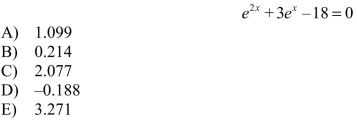 Solve the exponential equation below algebraically. Round your result to three decimal places.