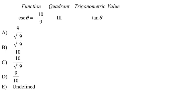 Find the indicated trigonometric value in the specified quadrant.