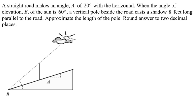 <strong> </strong> A) 5.47 feet B) 6.22 feet C) 10.28 feet D) 13.86 feet E) 5.94 feet