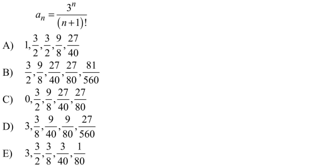 Write the first five terms of the sequence. (Assume that n begins with 0.)