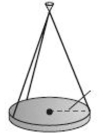 The lights in an auditorium are 25-pound disks of radius 16 inches. Each disk is supported by three equally spaced 60-inch wires attached to the ceiling. Find the Tension in each wire. Round your answer to two decimals.