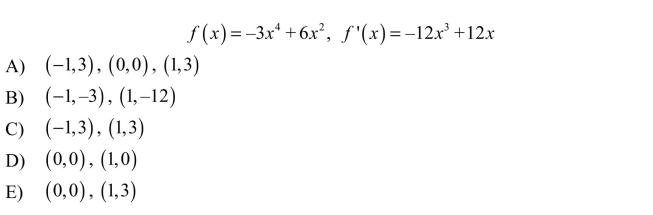 Use the function below and its derivative to determine any points on the graph of f at which the tangent line is horizontal.