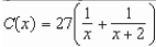 The ordering and transportation cost C for components used in a manufacturing process is approximated by where C is measured in thousands of dollars and x is the order size in hundreds.According to Rolle's Theorem, the rate of change of the cost must be 0 For some order size in the interval Find this order size.Round your answer to three decimal Places.