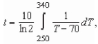 Find the time required for an object to cool from by evaluating where t is time in minutes.Round your answer to four decimal places.