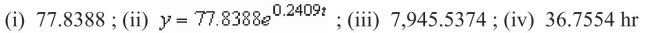<strong>The number of bacteria in a culture is increasing according to the law of exponential growth.After 5 hours there are 175 bacteria in the culture and after 10 hours there are 425 bacteria in The culture.Answer the following questions, rounding numerical answers to four decimal places. (i) Find the initial population. (ii) Write an exponential growth model for the bacteria population.Let t represent time in hours. (iii) Use the model to determine the number of bacteria after 20 hours. (iv) After how many hours will the bacteria count be 15,000?</strong> A) B) C) D) E)