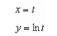 Sketch the curve represented by the parametric equations, and write the corresponding rectangular equation by eliminating the parameter.