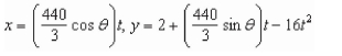 <strong>The parametric equations for the path of a projectile launched at a height h feet above the ground, at an angle with the horizontal and having an initial velocity of feet per second is Given by .The center field fence in a ballpark is feet High and feet from home plate.The ball is hit 2 feet above the ground.It leaves the bat at an angle Of degrees with the horizontal at a speed of 100 miles per hour as shown in the figure.Write a set Of parametric equations for the path of the ball. </strong> A) B) C) D) E)