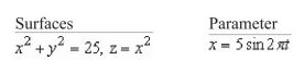 <strong>Find a vector-valued function, using the given parameter, to represent the intersection of the surfaces given below. </strong> A) B) C) D) E)