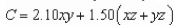 <strong>A rectangular box with an open top has a length of x feet, a width of y feet, and a height of z feet.It costs $2.10 per square foot to build the base and $0.75 per square foot to build the Sides.Write the cost C of constructing the box as a function of x, y, and z.</strong> A) B) C) D) E)