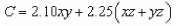 <strong>A rectangular box with an open top has a length of x feet, a width of y feet, and a height of z feet.It costs $2.10 per square foot to build the base and $0.75 per square foot to build the Sides.Write the cost C of constructing the box as a function of x, y, and z.</strong> A) B) C) D) E)