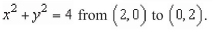 Evaluate along the path C, defined as counterclockwise along the circle