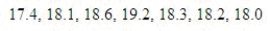 The average gas mileage of a 4-wheel drive truck is 18.2 miles per gallon. The average gas mileage for 7 randomly selected trucks are listed below. a. Assume the gas mileage distribution is normal. It is of interest to know if the sample data suggest the average gas mileage is different from 18.2 miles per gallon. b. Compute the test statistic for the hypotheses in (a). Test Statistic = ______________ c. Compute the approximate p-value associated with the test statistic in (b). P-Value = ______________ d. Does the sample data support the null hypothesis at the = 0.05 level? ______________