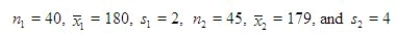 A dieter believes that the average number of calories in a homemade peanut butter cookie is more than in a store-bought peanut butter cookie. The summary data are listed below. Estimate the difference in the mean calories between the two types of cookies using a 90% confidence interval. ______________