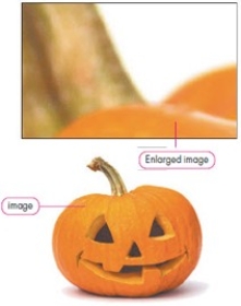Based on the original image and its enlargement shown in the figure above, this is a(n)________ image.