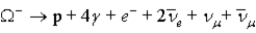 <strong>The omega-minus particle decays with the X<sup>0</sup> and the π<sup>−</sup> eventually decaying into stable baryon(s) and lepton(s). Utilizing conservation laws, which of the following is the correct accounting of the decay products?</strong> A) B) C) D)
