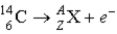 <strong>What value of Z (atomic number) and A (mass number) result in the following β-decay? </strong> A) Z = 5; A = 14 B) Z = 4; A = 10 C) Z = 6; A = 14 D) Z = 7; A = 14 E) Z = 7; A = 13