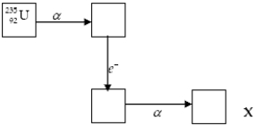 <strong>The chart below shows part of the radioactive series beginning with the isotope . The isotope marked with an X is </strong> A) . B) . C) . D) . E) .